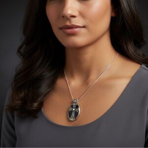 Samuel B. Black and Silver Cross reversible Pendant Necklace